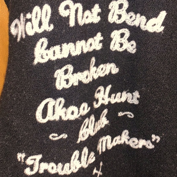 Akoo Brand Marauder Jet Black Wool Leather Letterman Jacket XL - Picture 3 of 11